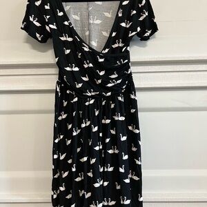 Black and White Swan Print Dress